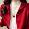 Collar de Pony Terciopelo Rojo para Mujer, Cadena Versátil de Suéter de Gama Alta para Otoño e Invierno, Popular Accesorio de Cadena para Clavícula con Cordón