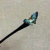Estilo Nacional Madeira Elegante Grampo de Cabelo Estilo Antigo Grampo de Cabelo Hanfu Jardim de Osmanthus Gardênia Flor de Ameixa Disco Borboleta Acessório de Cabeça Franja Lateral