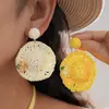 Sombrero de Paja de Rafia Transfronterizo Europeo y Americano Pendientes de Flor de Aguja Plateada Pendientes Estilo Vacaciones en la Playa Accesorios para Orejas de Moda Personalizados