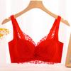 Cómoda Cubierta Enrollable Sin Pegamento Hueso Sin Aro de Acero Encaje Sujetador Pecho Pequeño Reunido Grosor Medio Modal Cuatro Abrochaduras Ropa Interior para Mujer
