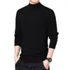 Camisa básica de terciopelo con cuello medio alto para hombre, camiseta interior de manga larga con forro polar de doble cara, ropa interior térmica elástica de invierno de moda.