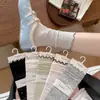 Calcetines Slouch Estilo Delgado Youjiaxiu para Primavera y Verano, Calcetines con Diseño Hueco, Bloques de Color y Borde Fruncido Estilo Miu, Calcetines de Encaje de Seda