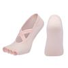 [Venta al por mayor de fábrica] Calcetines de yoga de cinco dedos con doble tira cruzada, calcetines de moda sin espalda para danza, calcetines deportivos para fitness en interiores