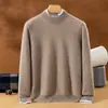 Suéter de punto de lana pura para hombre, cuello redondo, estilo simple y casual, nueva colección otoño/invierno, color liso, adecuado para ropa de negocios, jersey básico