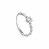Anillo de Moda Banda de Möbius de Plata de Ley S999 con Diamante Brillante Estilo Simple Artístico Fresco Anillo Abrible de Pareja para Propuesta