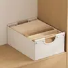 Caja de Almacenamiento Plegable con Asa de Madera Contenedor de Almacenamiento de Tela Organizador de Escritorio Organizador de Artículos Varios Tipo Cajón para Armario Caja de Almacenamiento