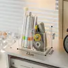 Almacenamiento de artículos diversos de oficina, portalápices, caja transparente de acrílico, organizador de papelería de gran capacidad para escritorio, estante con compartimentos para dormitorio