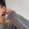 Pendientes de Tela con Aguja de Plata 925 con Lazo Negro Pendientes Elegantes Simples Estilo Hepburn Pendientes de Celebridad Pendientes de Botón Pendientes de Clip