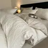Juego de cuatro piezas de jacquard 100% algodón de alta gama con alto número de hilos, sábana bajera de satén de algodón puro simple y lujosa para cama de 1,8 m