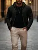 Chamarra de punto con cierre para hombre de marca independiente, suéter pesado de color liso, sudadera con capucha, moda masculina moderna, estilo europeo y americano transfronterizo