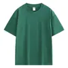 Camiseta holgada de manga corta de algodón peinado puro de 230 g para hombre, con hombros descubiertos, color blanco puro, estilo americano, de manga corta pesada.