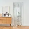 Cortinas de puerta francesa para el hogar, sin perforaciones, de encaje y gasa para dormitorio, cortinas divisorias, tela simple opaca, una pieza