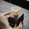Sabendo que Shanzhi Apricot Amarelo Pintado à Mão Trigo Orelha Mestre Copo Kung Fu Jogo de Chá Cerâmica High Foot Tasting Cup Opening Gift