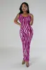 Td2768 Verano Europeo y Americano Transfronterizo Amazon Ropa de Mujer Patrón de Cebra Elegante Falda Larga Vestido de Dos Usos sin Espalda