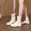 Botines Cortos Redondos Estilo Coreano Minimalista para Mujer 2026 Nuevas Llegadas de Otoño Adelgazantes Moda Versátiles Botas Martin Botas de Jinete Mujer