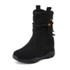 Botas Chelsea Femininas Aumentadoras de Altura 2025 Outono e Inverno Novo Estilo Invisível 9cm Meio da Panturrilha Dobradas com Forro de Lã Botas Curtas de Salto Alto Slim