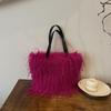 Bolso de mano de felpa con un solo hombro para mujer, de gran capacidad, elegante, para otoño e invierno, modelo nuevo 2026, transfronterizo