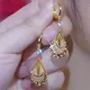 Aretes Colgantes de Cristal Color Café con Malla de Alambre Dorado para Mujer, Lujo Ligero, Gama Alta, Aretes de Moda y Elegantes, Aretes de Temperamento
