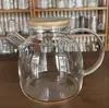 Jarra transparente de vidrio de borosilicato de alta temperatura para sala de estar, con tapa de bambú, gran capacidad para jugos, bebidas y agua fría