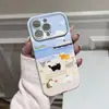 Capa de Celular Temática de Gato Adequada para iPhone 17 Pro, Apple 16, com Bordas Arredondadas, Janela Grande, Capa Protetora de Couro, Alto Valor Estético