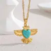 Accesorios de Acero Inoxidable Dorado 18K Europeos y Americanos Geométricos de Turquesa para Mujer Estilo Popular en Ins Cadena para Suéter Lujo Accesible y Sentido de Alta Gama