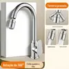 Torneira para Pia de Cozinha para Lavar Legumes, Água Quente e Fria, Pia Doméstica, Pia de Lavanderia, Pia de Lavar Louça, Rotativa Multidirecional, Uso Duplo 0,05kg em 1