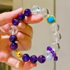 Pulsera de Diseño de Cristal Blanco Natural y Amatista