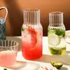 Conjunto de Chaleira de Água Fria para Porção Única com Listras Verticais Vidro de Borossilicato Alto Uma Chaleira Uma Xícara Estoque de Fábrica Suprimento Transfronteiriço