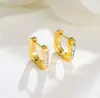 Pendientes Ins Europeos y Americanos Otoño e Invierno Viento Frío Geométricos Rectangulares Redondos en Forma de Corazón Pendientes de Acero de Titanio para Mujer Joyería Conservación del Color