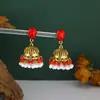 Pendientes de Campanilla de Viento Étnica con Borlas de Cuentas de Pedrería Colorida Transfronterizos Europeos y Americanos con un Toque Bohemio Vintage de Alta Gama