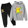 Conjunto de Sudadera para Niños y Niñas Sudadera con Capucha Pikachu Jersey Casual Moderno Lindo Nuevo Estilo
