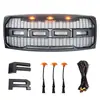 Adecuado para el modelo Ford F150 2009-2014, parrilla frontal modificada con luces amarillas pequeñas, parrilla de panal