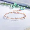 Pulsera Curva de Amor Trébol de Cuatro Hojas Estilo Coreano para Mujer, Pulsera Sencilla de Trébol de Cuatro Hojas Color Oro Rosa Estilo Mori, Joyería de Celebridad de Internet a la Moda