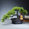 Cor de Outono Dourado Ramo de Pinheiro Folha de Cipreste de Rocha Ramo de Pinheiro de Plástico Planta Verde Falsa Folha de Pinheiro de Saudação de Convidados Ramo