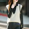 Chaleco de forro polar de nuevo estilo, chaleco de punto para mujer, suave y cómodo, hecho de hilo cepillado, cachemira y lana, cuello en V sin costuras, versátil para usar en capas