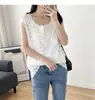 8303 Nova regata de renda para primavera e verão, peça externa, top, elástico, para meninas plus size, moderno, usável