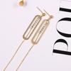 Cobre banhado a ouro 14K estilo coreano oco oval embutido zircão longo fino brincos de cadeia DIY brincos Acessórios Atacado