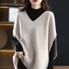 Chal de Hombro Caído 2026 Primavera y Otoño Nuevo Estilo Elegante Suéter Holgado Cuello en V Color Sólido Casual Sin Mangas Tejido