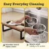 Comedero Doble para Perro de Madera Soporte de Alimentación Mesa de Comedor para Mascotas Soporte Dispensador de Agua Combinación de Hierro y Madera Comedero Dos en Uno para Perro Soporte para Comedero de Gato