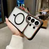 Aplicable a Samsung S26 Ultra Funda Magnética para Teléfono S25 Resistente a Caídas Cobertura Completa Bloqueo de Color Piel Sintética Transparente Funda Protectora Transfronteriza