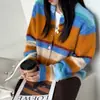 Roupas Femininas Roupas Femininas Coreanas Dongdaemun Alta Qualidade Outono Nova Chegada Bloqueio de Cores Dopamina Listras Cardigan de Malha Escovada Doce