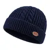 Gorro de punto liso trenzado retro de moda para hombre, nuevo gorro cálido de lana para exteriores de otoño e invierno, gorro de punto elegante de nicho