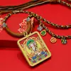 Colar Amuleto Seiko Pintado à Mão Dourado Thangka Tibetano Zodíaco Oito Grandes Protetores Vazio Samantabhadra Manjushri Buda