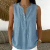 2026 Verano Europeo y Americano Transfronterizo Sitio Independiente de Amazon Nueva Ropa para Mujer Holgada y Cómoda Sin Mangas Cuello en V Color Sólido Camisa