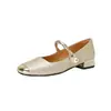 Zapatos Mary Jane Chinos Retro 2025 Otoño Nuevo Estilo Estilo Chino Boca Baja Punta Cuadrada Planos Versátiles Tacón Grueso Zapatos para Mujer