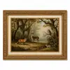 Casa de Madera Estilo Campo Animales Pintura Decorativa Lienzo Impermeable Marco Dorado Tallado Vintage Mural de Pared Pintura para Colgar