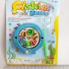 Plataforma de pesca redonda de 9 cm, juguete interactivo, juguete de pesca de cuerda, juguete de pesca de cuerda magnética, 6 peces pequeños