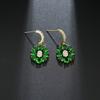 Brincos de Flor Incrustados de Cristal de Zircônia Brincos de Estilo Étnico Moda Vestidos 16K Brincos de Joias de Fonte de Ouro Real