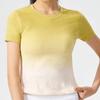 2026 Nueva Camiseta Deportiva de Manga Corta para Running, Fitness, Yoga, Baile para Mujer con Color Degradado de Secado Rápido