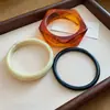 Set de Pulseras Redondas de Resina Geométrica Nuevas Europeas y Americanas Tendencia de Moda Nicho Pulsera Lujo Ligero Sensación de Alta Gama Joyería de Mano para Mujeres